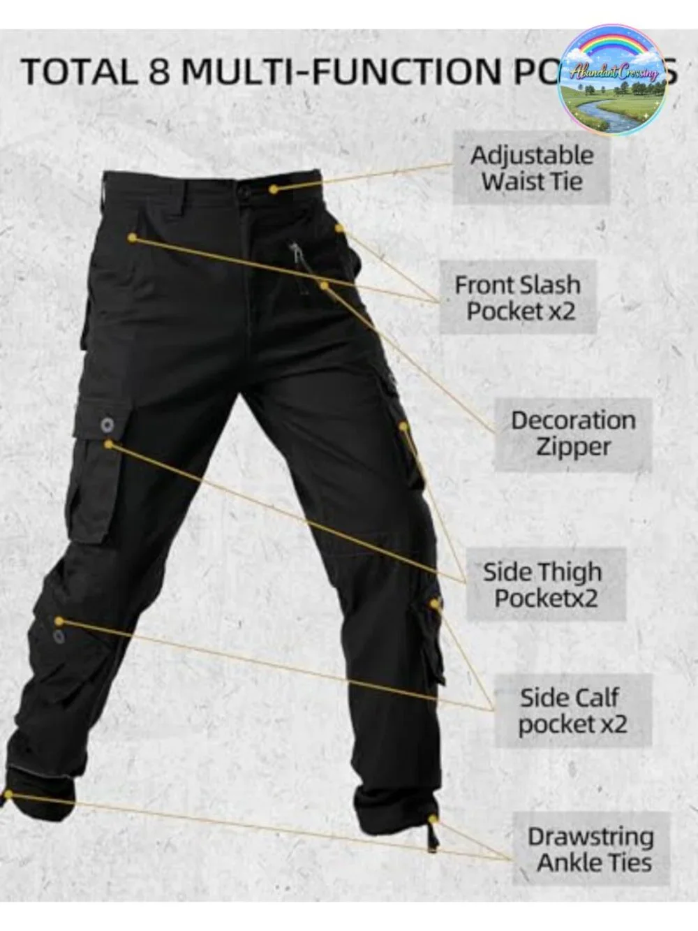 Men's Cargo Pants 8 Pockets Cotton Ripstop Tactical Work Joggers